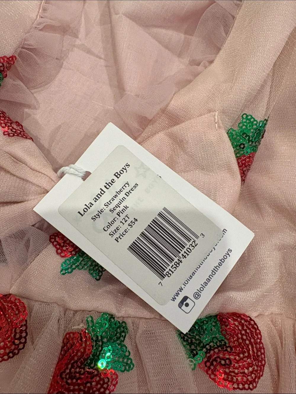 Lola and the Boys, Pink Tulle Strawberry Embellished Girls Dress, size 12